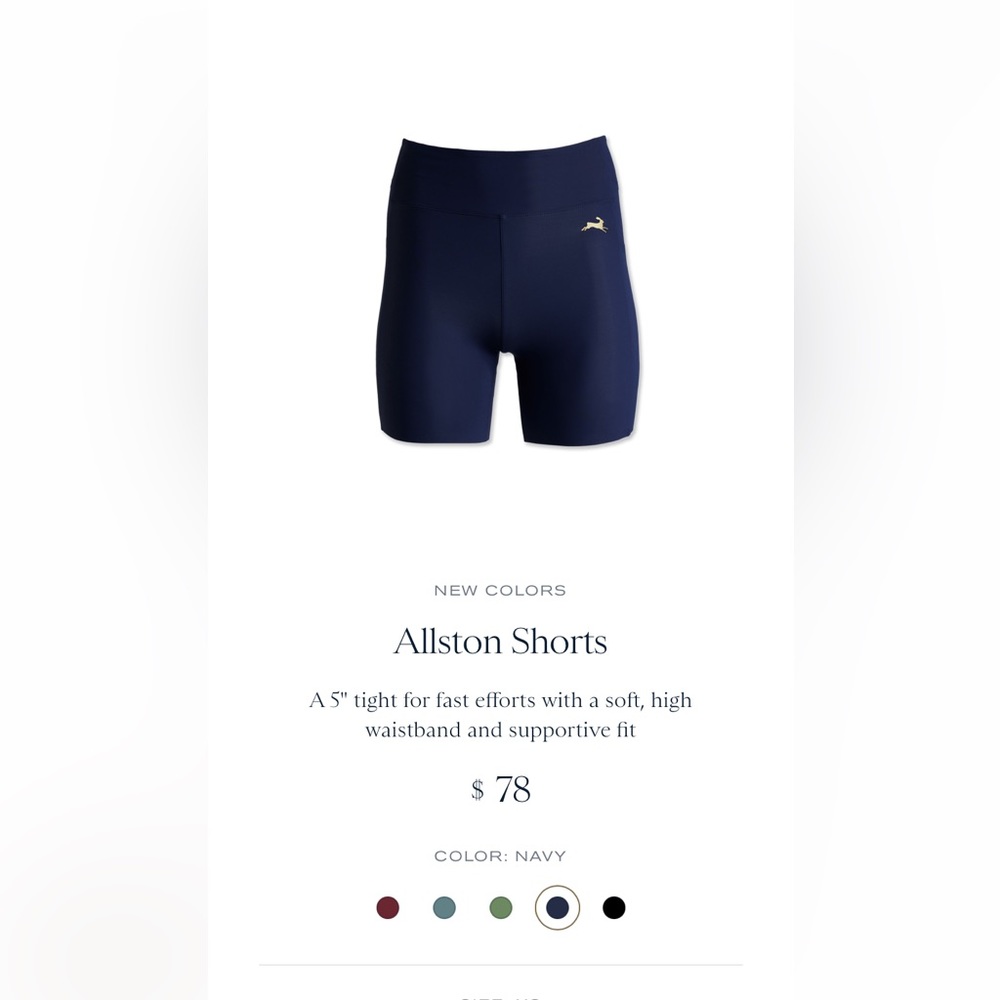 Tracksmith medium women’s navy Allston spandex high waisted track shorts